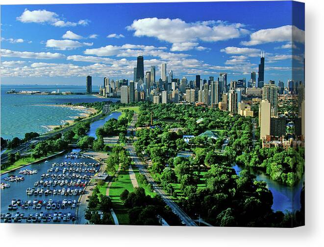 Photography Canvas Print featuring the photograph Aerial View Of Chicago, Illinois #1 by Panoramic Images