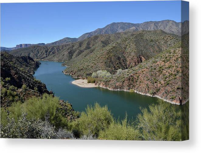 Tranquility Canvas Print featuring the photograph Apache Lake #1 by Federica Grassi