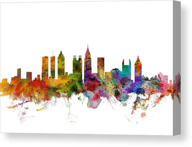 United States Canvas Print featuring the digital art Atlanta Georgia Skyline by Michael Tompsett