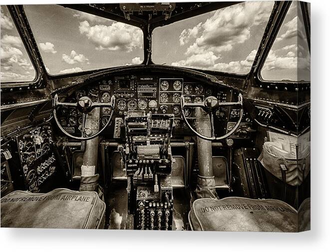 B17 Canvas Print featuring the photograph Cockpit of a B-17 by Mike Burgquist