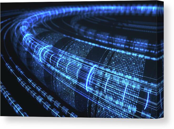 Artwork Canvas Print featuring the photograph Blue Lines by Ktsdesign/science Photo Library