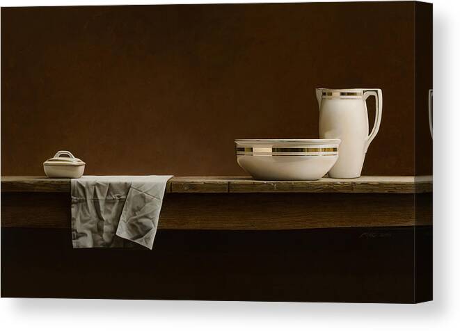 Stillife Canvas Print featuring the painting Water Pitcher by Mark Van crombrugge