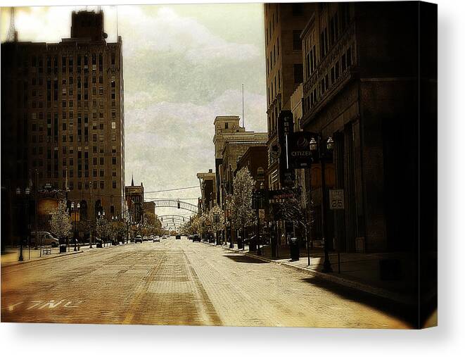 City Canvas Print featuring the photograph Brick Road #1 by Scott Hovind