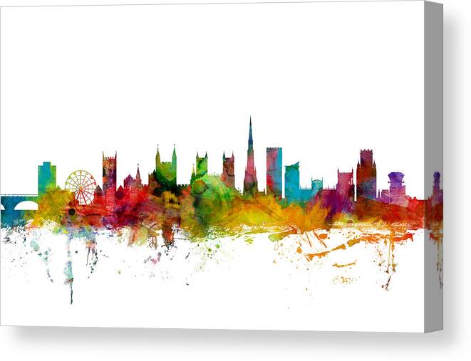 City Canvas Print featuring the digital art Bristol England Skyline #1 by Michael Tompsett