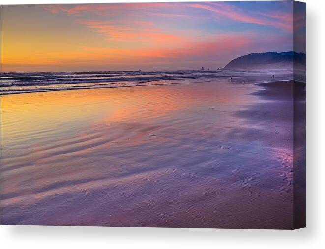 Cannon Beach Canvas Print featuring the photograph Cannon Beach Sunset by Adam Mateo Fierro