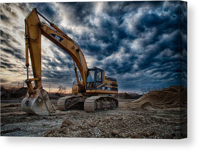 Bulldozer Canvas Print featuring the photograph Cat Excavator by Mike Burgquist