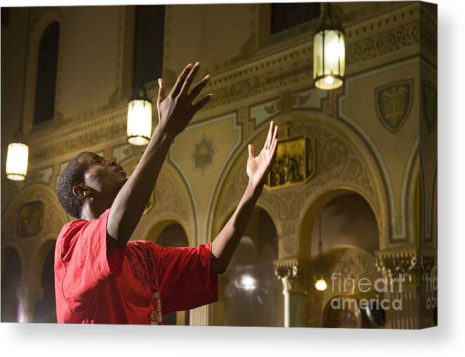 Music Canvas Print featuring the photograph Catholic Church in Detroit #1 by Jim West