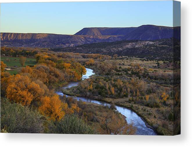 Chama River Canvas Print featuring the photograph Chama River at Sunset #1 by Alan Vance Ley