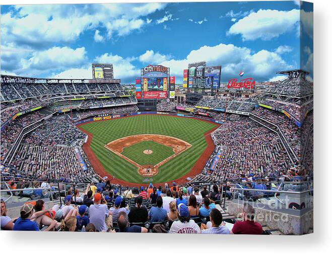 Citifield Canvas Print featuring the photograph Citi Field 2 - Home of the N Y Mets by Allen Beatty