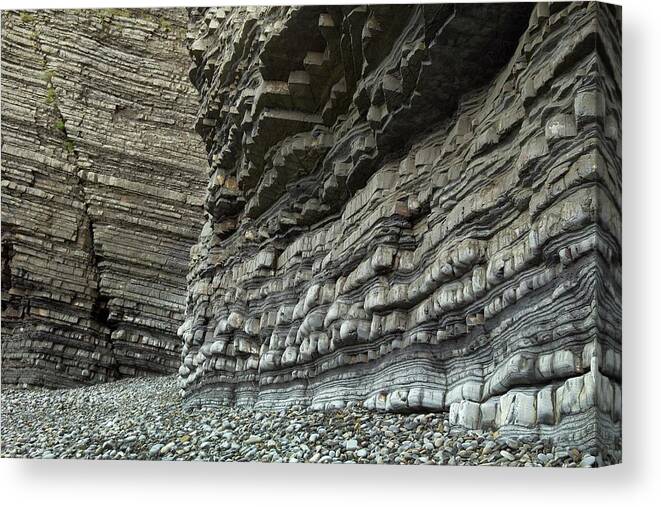 Aberystwyth Canvas Print featuring the photograph Cliffs Of Aberystwyth Grits #1 by Sinclair Stammers/science Photo Library