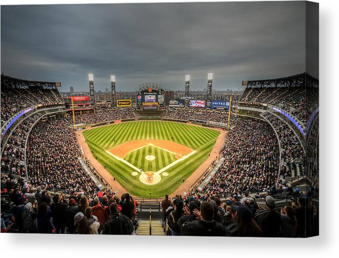 Chicago Canvas Print featuring the photograph Comiskey Park Night Game #1 by Anthony Doudt
