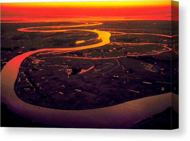 Sunset Canvas Print featuring the photograph Delta of the Ganges #1 by Carl Purcell