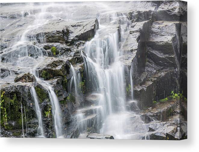 Blur Canvas Print featuring the photograph Detail Of Water Cascading Down Dark #1 by Kevin Smith