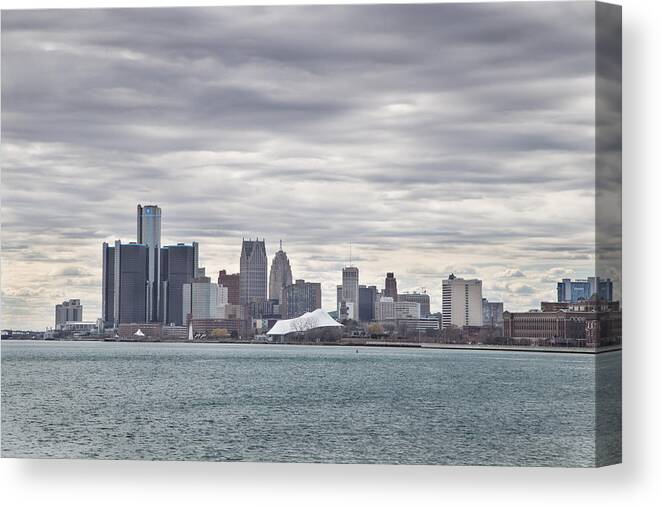 Detroit Canvas Print featuring the photograph Detroit Skyline from Belle Isle #1 by John McGraw