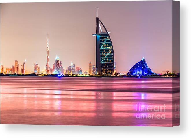 Dubai Canvas Print featuring the photograph Dubai skyline - UAE #1 by Luciano Mortula