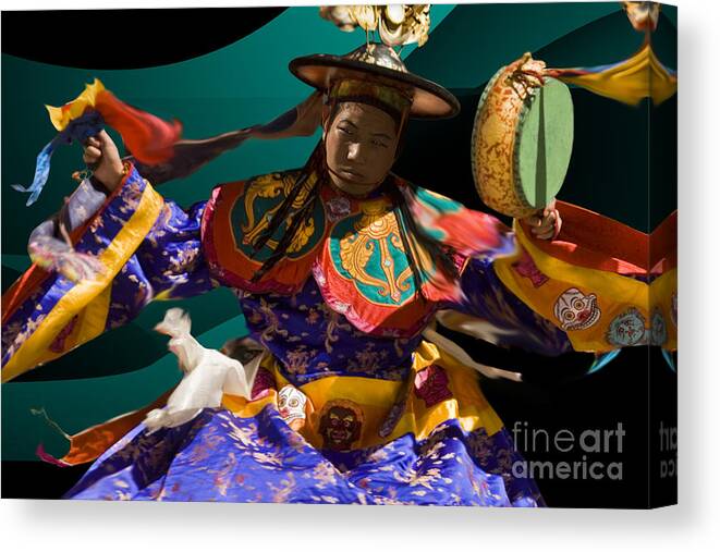 Asia Canvas Print featuring the digital art Festival in Bhutan #1 by Angelika Drake