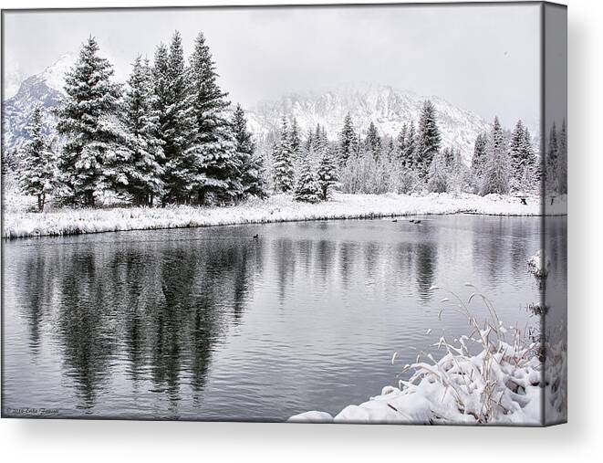 Grand Tetons Canvas Print featuring the photograph First Snow #1 by Erika Fawcett