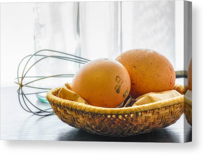 Chicken Canvas Print featuring the photograph Fresh Eggs Just Laid #1 by Alain De Maximy