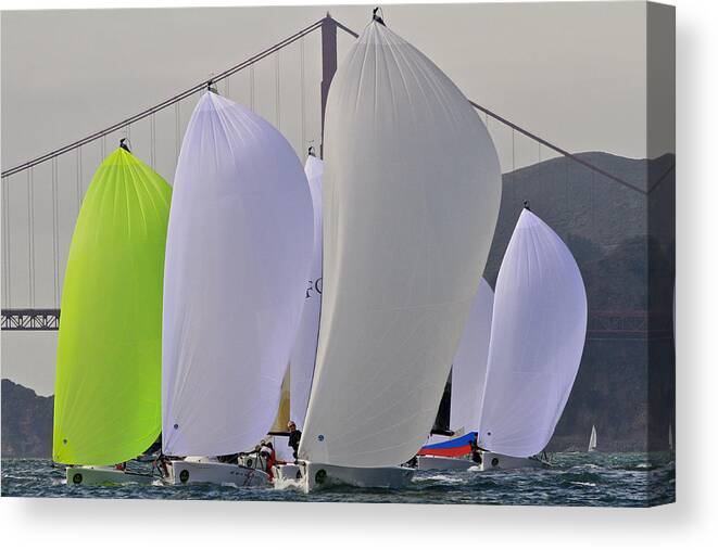 Golden Gate Canvas Print featuring the photograph Golden Gate Spinnakers #1 by Steven Lapkin