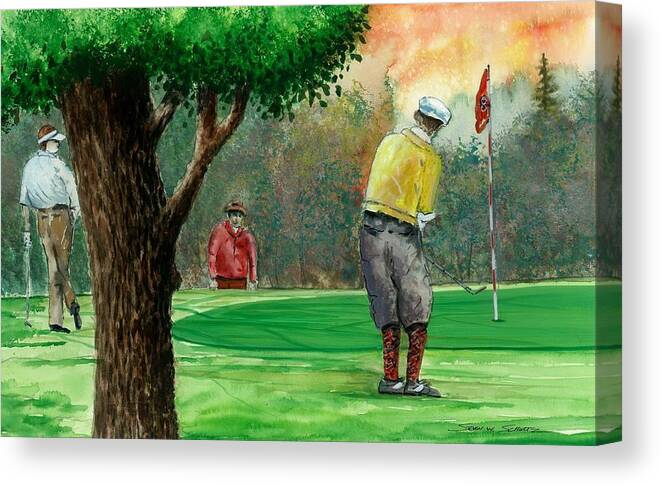 Golf Outing Canvas Print featuring the painting Golf Outing #1 by Steven Schultz