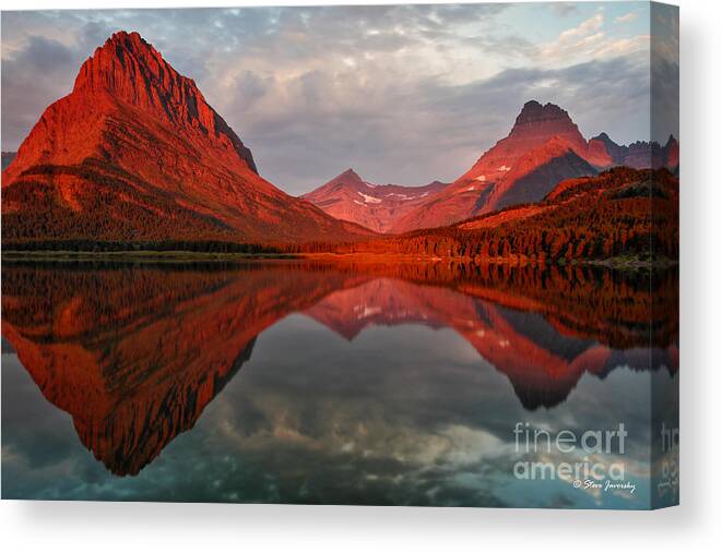 Glacier National Park Canvas Print featuring the photograph Grinnell Point Many Glacier #1 by Steve Javorsky