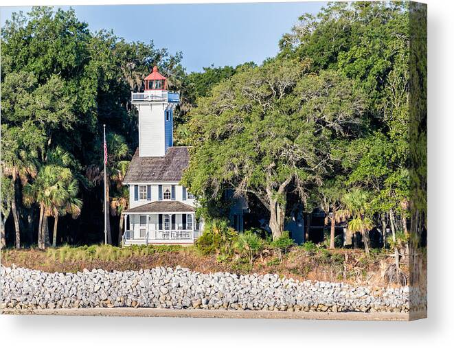 Haig Point Lighthouse Canvas Print featuring the photograph Haig Point Lighthouse Daufuskie Island South Carolina #1 by Dawna Moore Photography