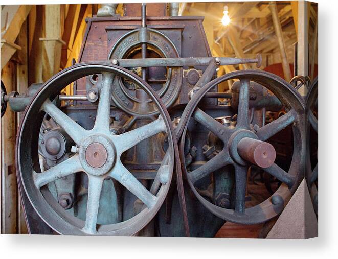 Machinery Canvas Print featuring the photograph Historic Flour Mill Machinery #1 by Jim West