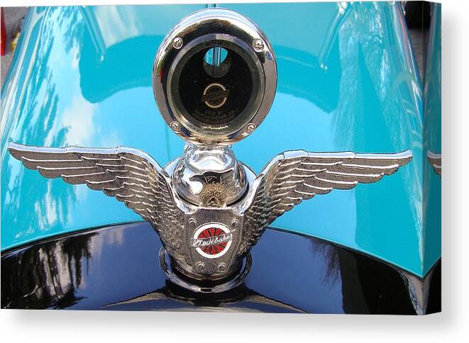 Antique Automobile Canvas Print featuring the painting Hood Ornament #1 by Alan Johnson