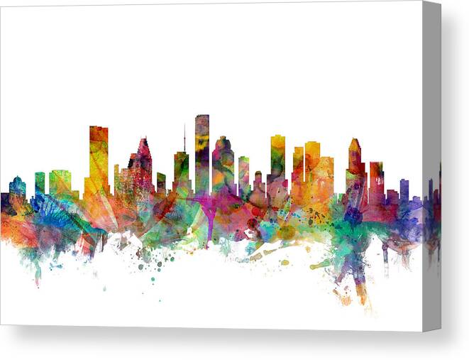 united States Canvas Print featuring the digital art Houston Texas Skyline by Michael Tompsett