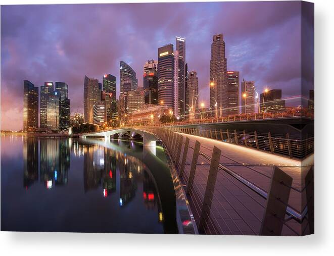 Singapore Canvas Print featuring the photograph Jubilee Bridge #1 by Richard Vandewalle