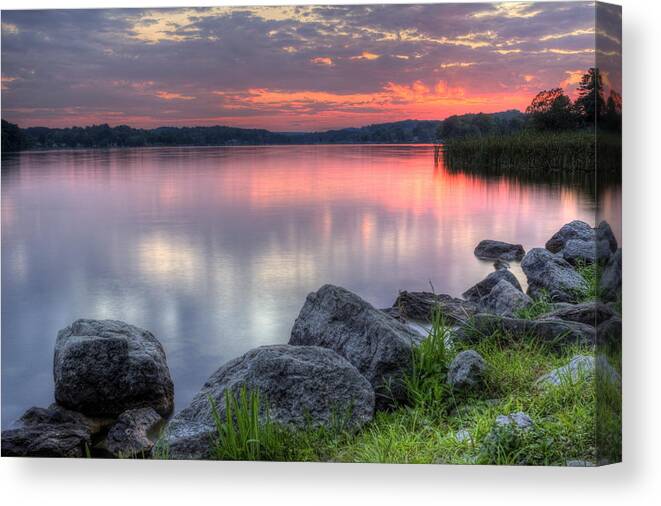 Sunset Canvas Print featuring the photograph Lake Sunset #1 by David Dufresne