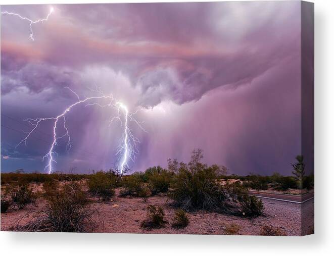 Lightning Canvas Print featuring the photograph Lightning Strikes #1 by Roger Hill