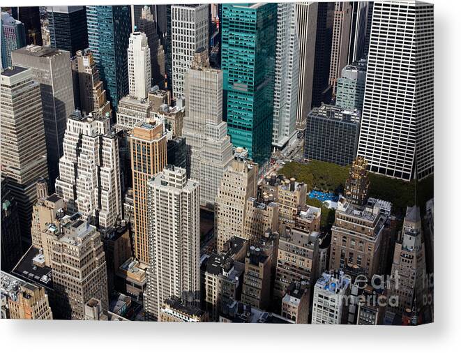 Aerial Canvas Print featuring the photograph Manhattan Bryant Park #1 by Jannis Werner