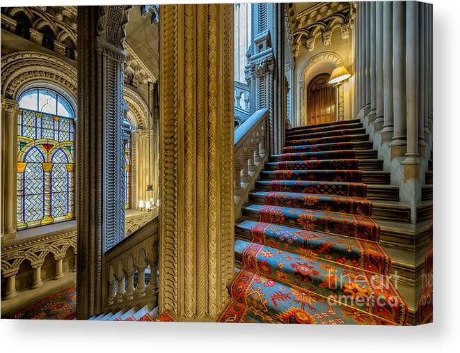 British Canvas Print featuring the photograph Mansion Stairway #1 by Adrian Evans