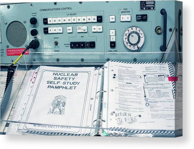 Air Force Canvas Print featuring the photograph Minuteman Missile Control Room #1 by Jim West