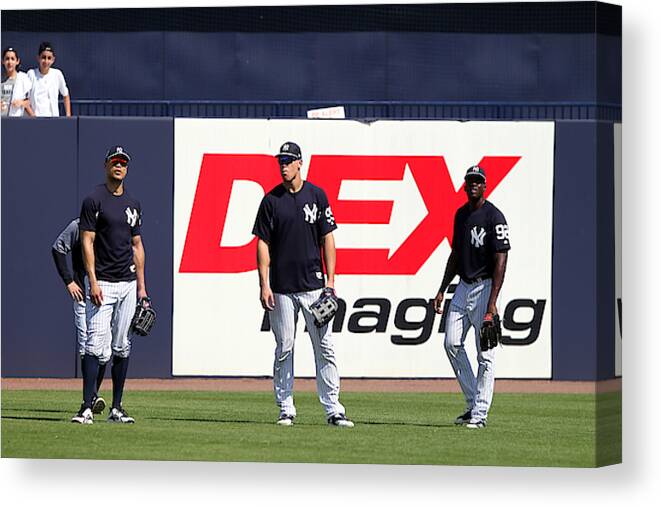 American League Baseball Canvas Print featuring the photograph MLB: FEB 20 Spring Training - Yankees Workout by Icon Sportswire