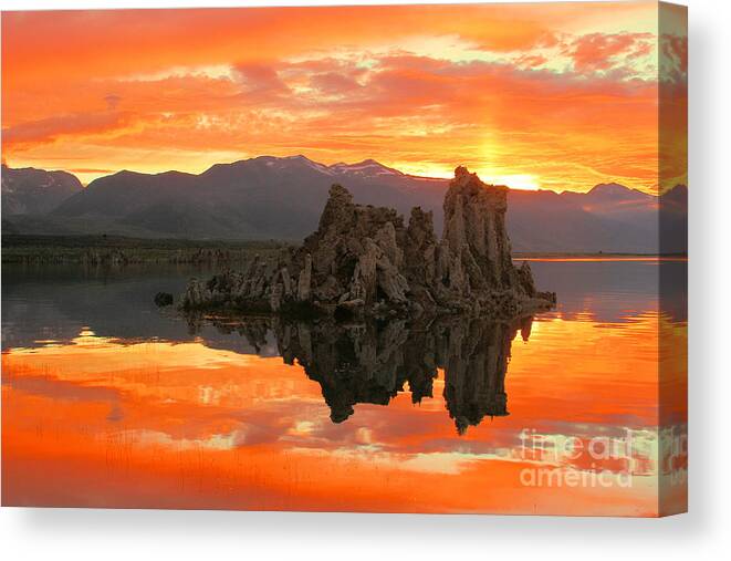 Mono Lake Canvas Print featuring the photograph Mono Lake Fiery Sunset #1 by Adam Jewell