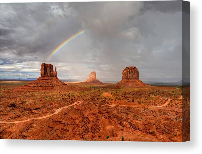 Mark Whitt Canvas Print featuring the photograph Monument Valley Rainbow #1 by Mark Whitt