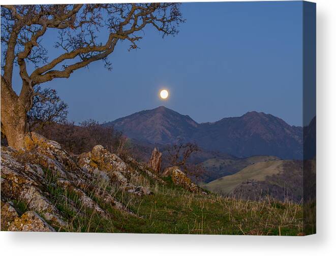 Landscape Canvas Print featuring the photograph Moon Over Mt Diablo #1 by Marc Crumpler