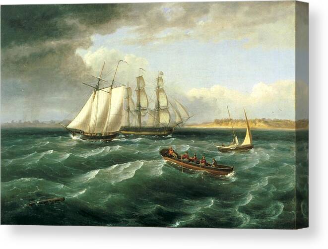 Mouth Of The Delaware Canvas Print featuring the painting Mouth of the Delaware by Thomas Birch