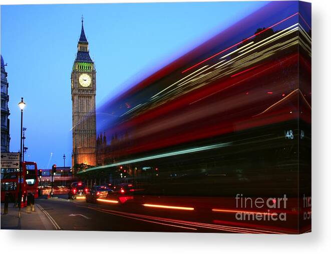 London Bus Canvas Print featuring the photograph Must be London #1 by Jeremy Hayden