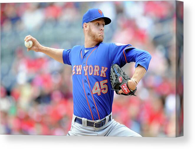 Second Inning Canvas Print featuring the photograph New York Mets V Washington Nationals #1 by Greg Fiume