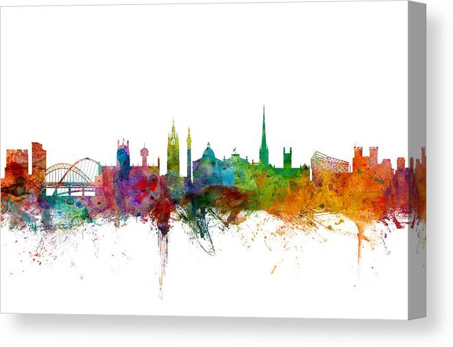 City Canvas Print featuring the digital art Newcastle England Skyline #1 by Michael Tompsett