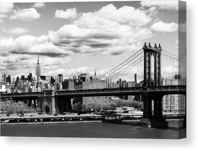 Lower Manhattan Canvas Print featuring the photograph NYC Skyline.Black And White. #1 by Lisa-Blue