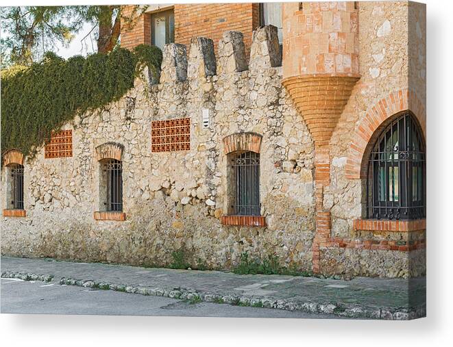 Catalonia Canvas Print featuring the photograph Old buildings in Codorniu winery in Sant Sadurni d'Anoia Spain #1 by Marek Poplawski