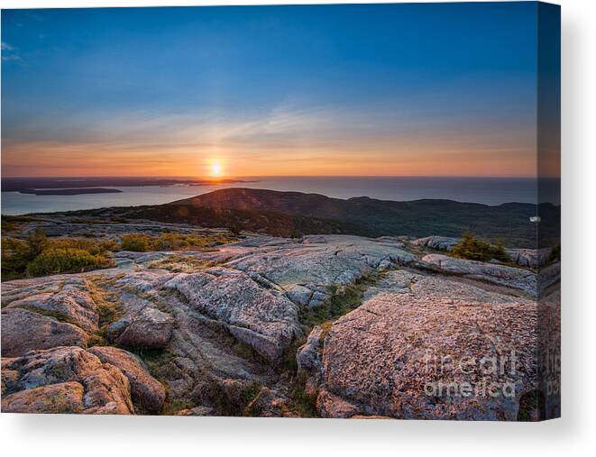 Cadillac Mountain Sunrise Canvas Print featuring the photograph On Top Of Cadillac Mountain #1 by Michael Ver Sprill