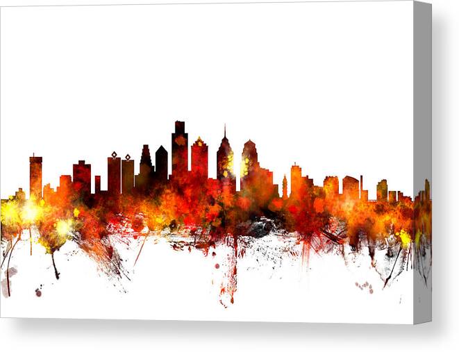 Philadelphia Canvas Print featuring the digital art Philadelphia Pennsylvania Skyline by Michael Tompsett