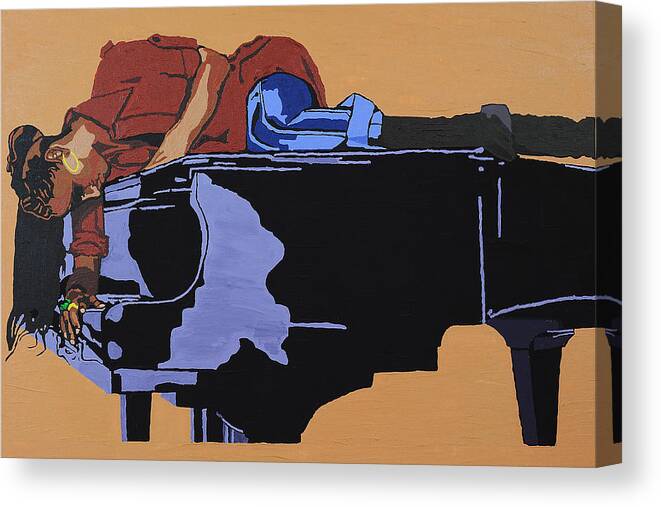 Alicia Keys Canvas Print featuring the painting Piano And I by Rachel Natalie Rawlins