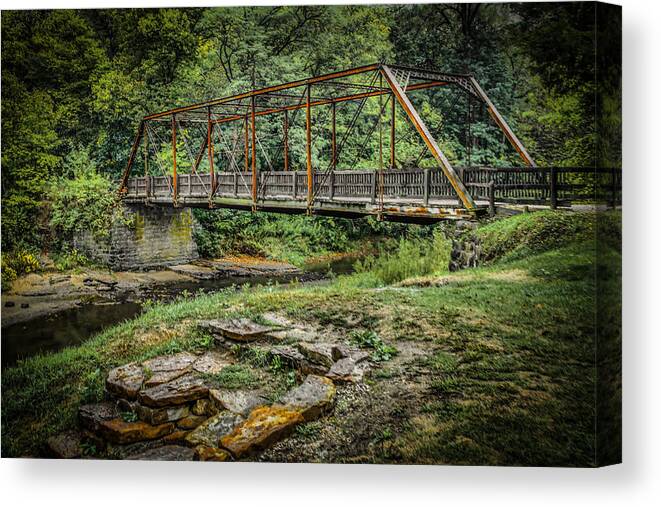 Iowa Canvas Print featuring the photograph Pine Creek Bridge #1 by Ray Congrove