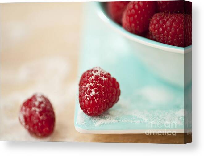 Abundance Canvas Print featuring the photograph Raspberries Sprinkled With Sugar by Jim Corwin